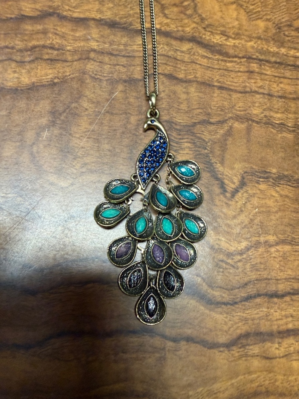 Peacock Pendant Necklace in Teal & Blue - Women Jewelry